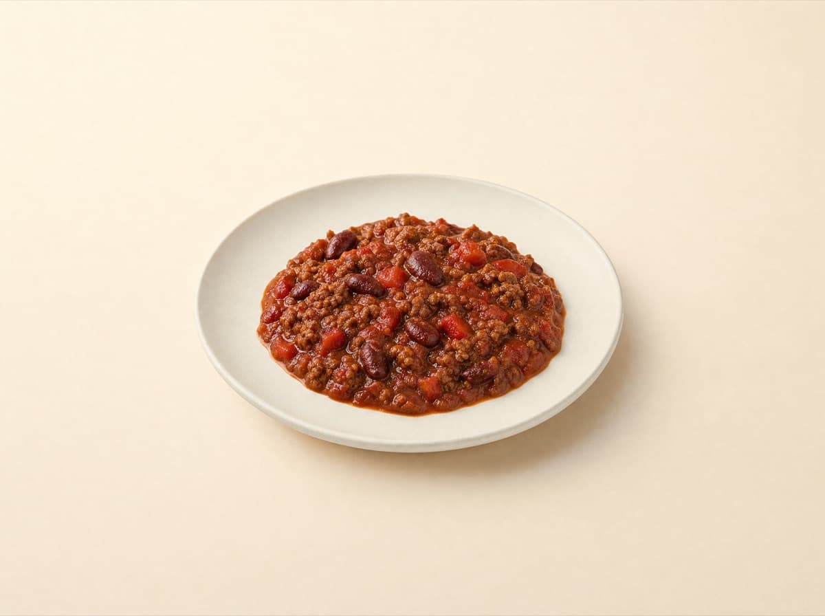 The plate: chili con carne.